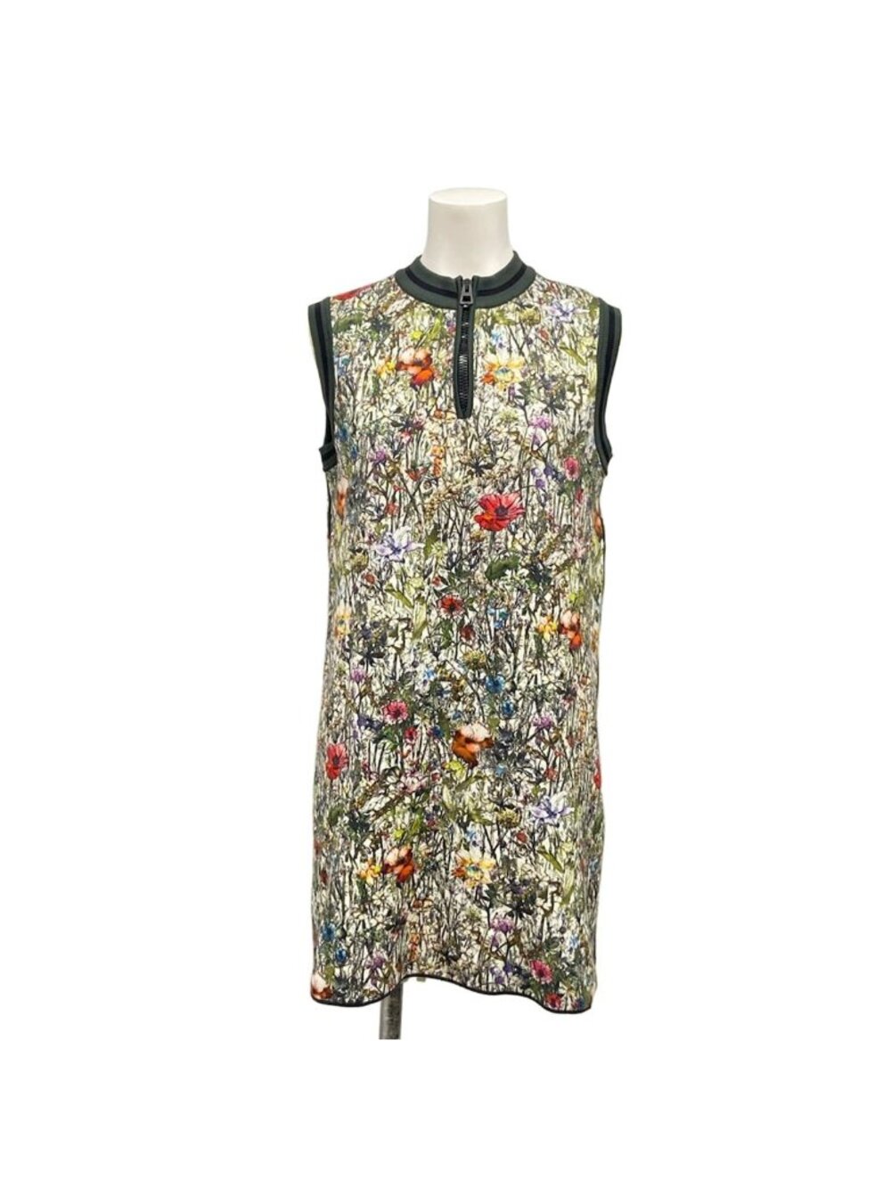 Dior Dress Green Multi Sleeveless Floral Pattern High